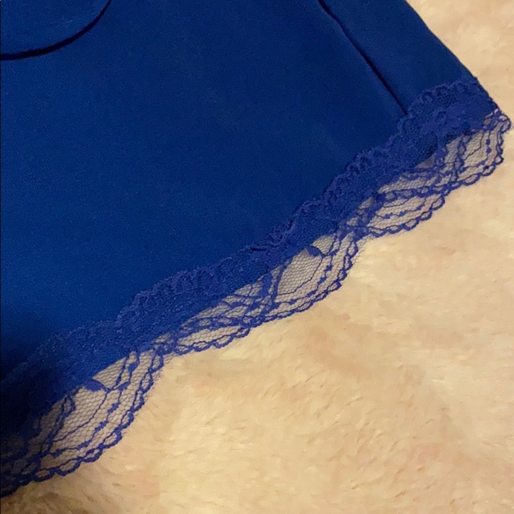 MINE blue dress shorts lace cuff w/ side pockets S - Picture 2 of 5